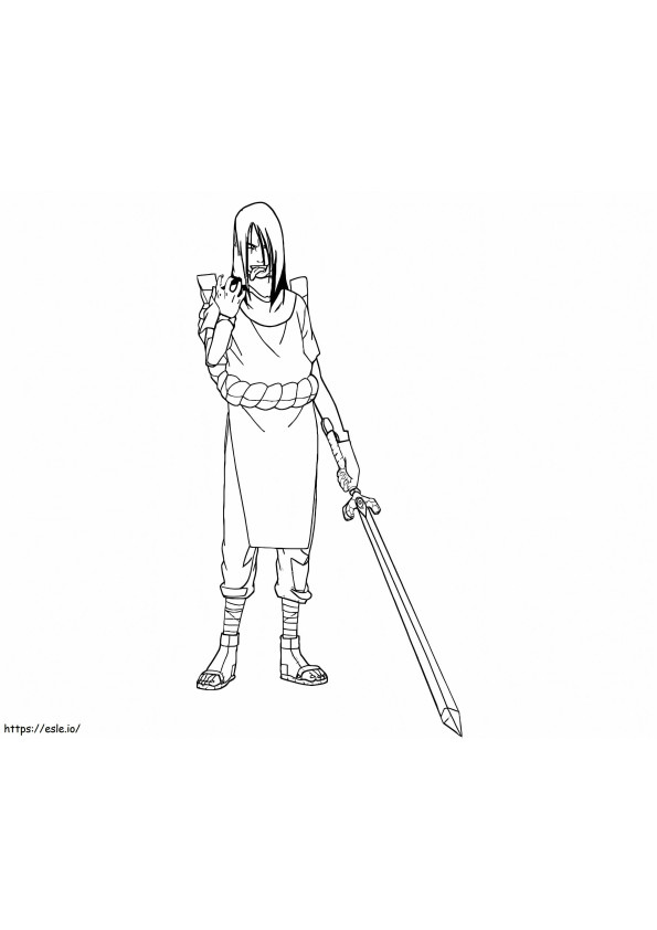 Orochimaru sosteniendo la espada para colorear