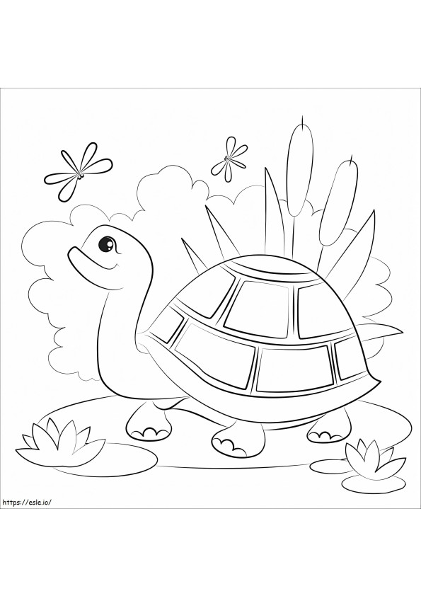 Turtle And Dragonfly coloring page