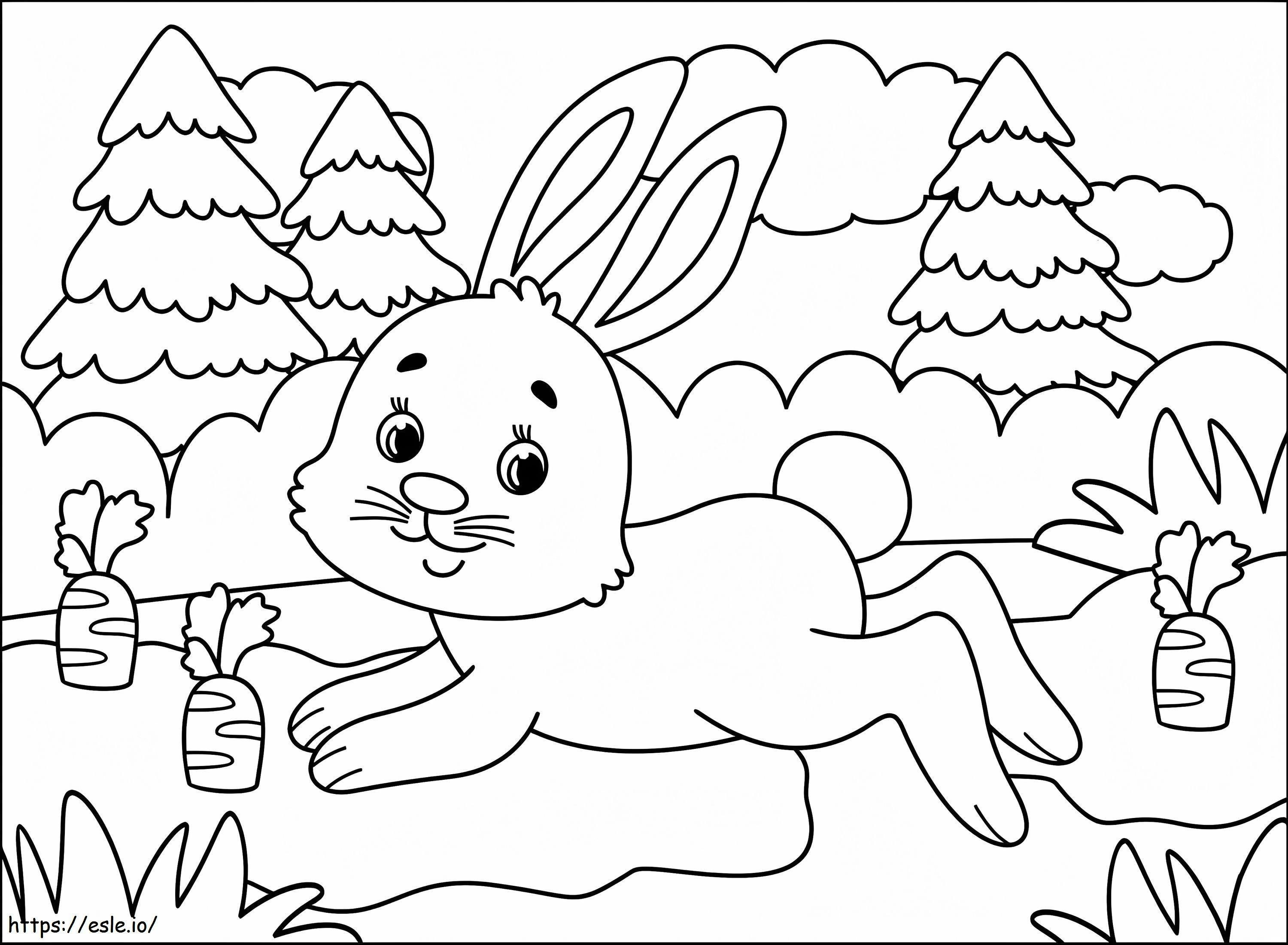 Rabbit In The Wood coloring page