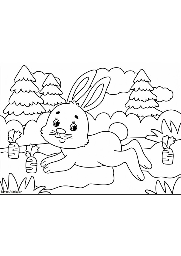 森の中のウサギ ぬりえ - 塗り絵