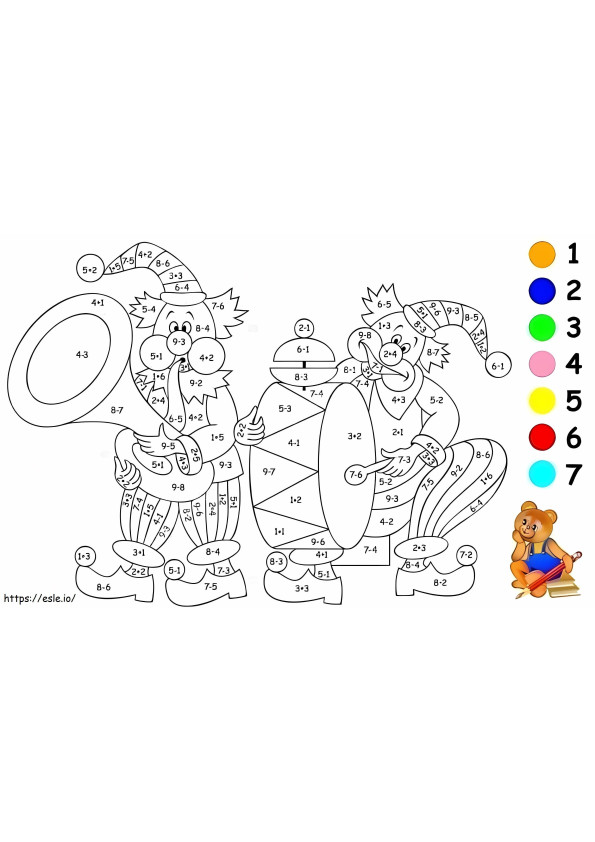 Coloriage Mathématiques des clowns à imprimer dessin