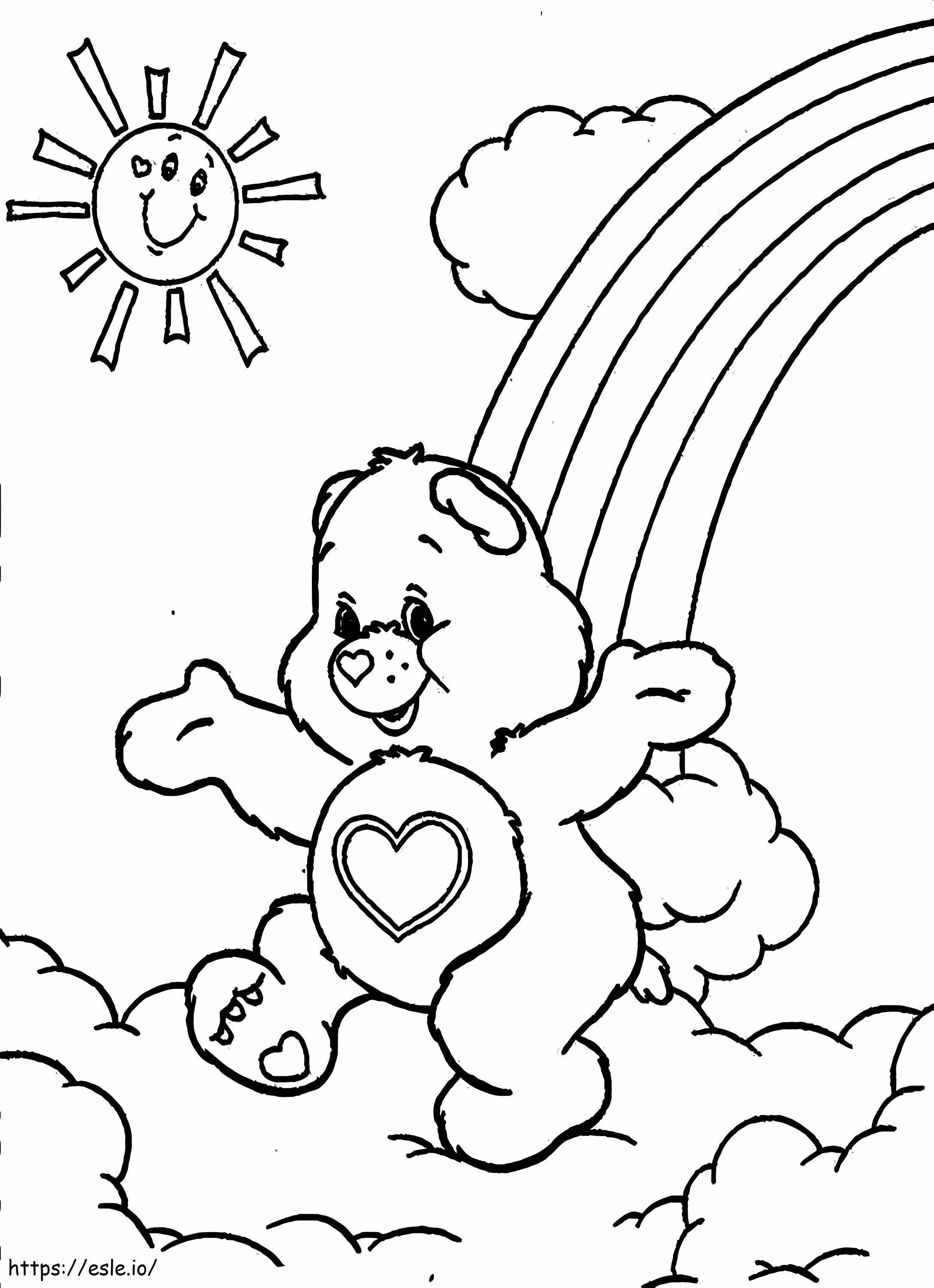 Care Bear And Rainbow coloring page