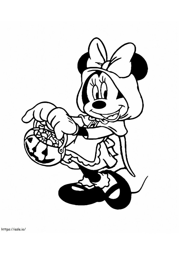 Minnie Disney Halloween kleurplaat