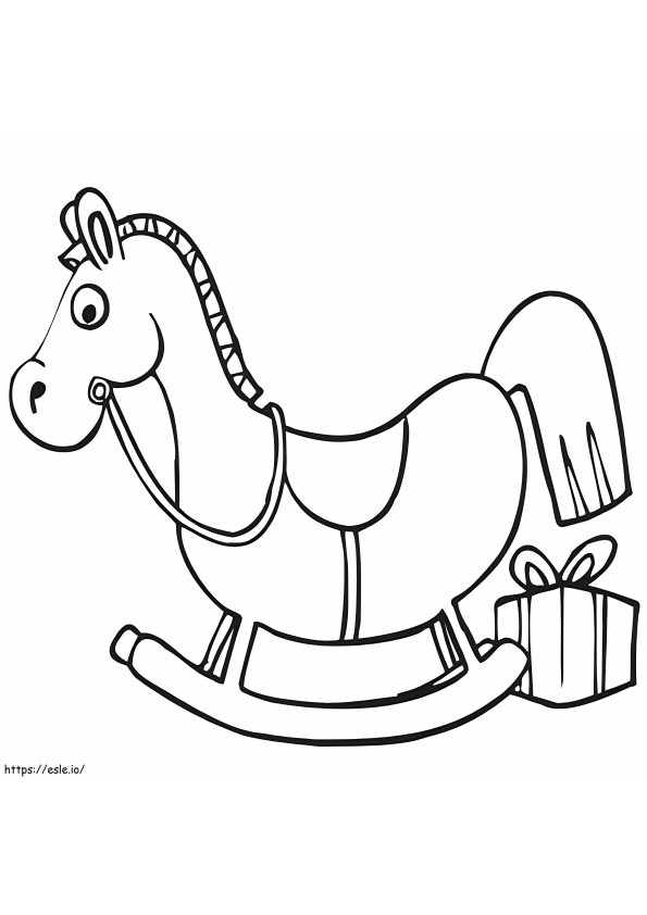 Rocking Horse And Gift coloring page