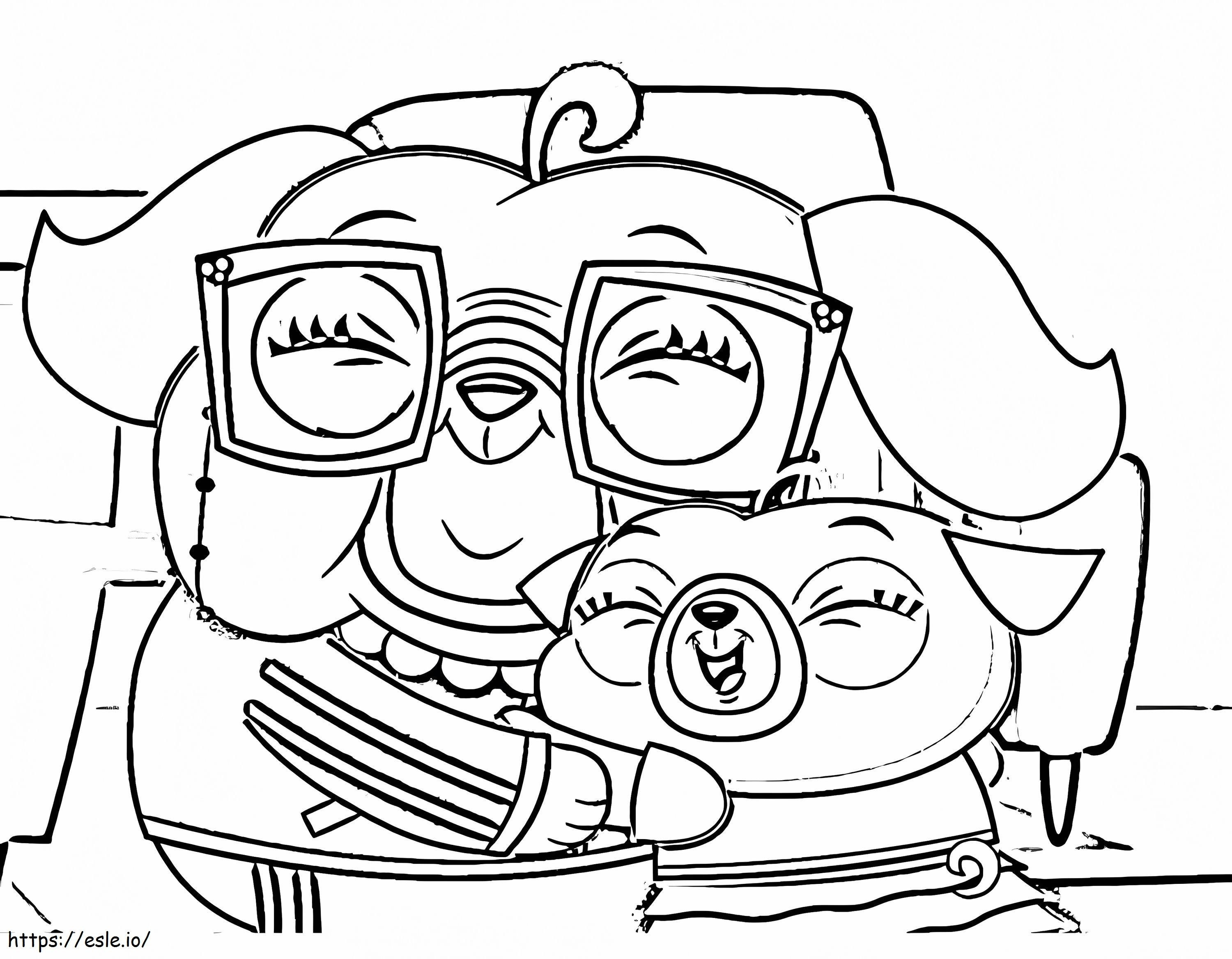 Chip y la abuela Pug para colorear