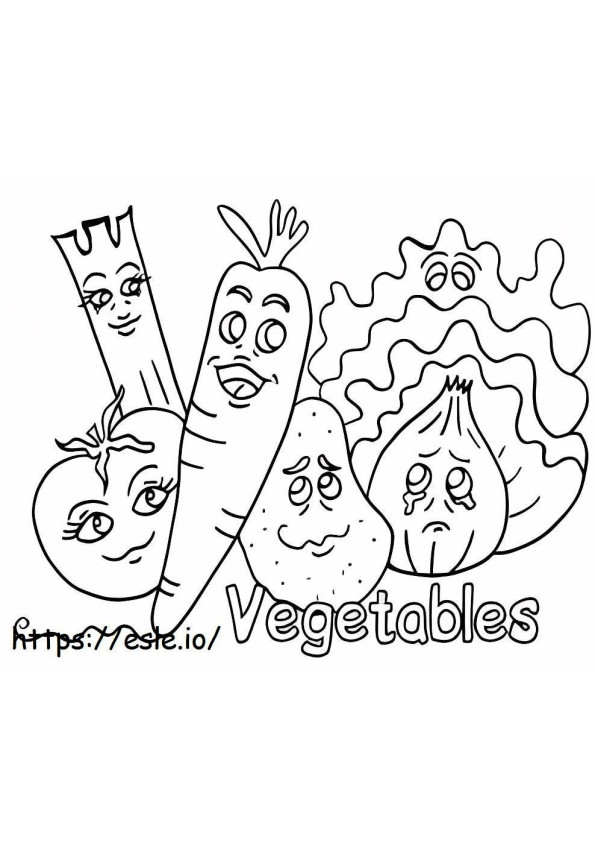 Coloriage Caricature de légumes à imprimer dessin