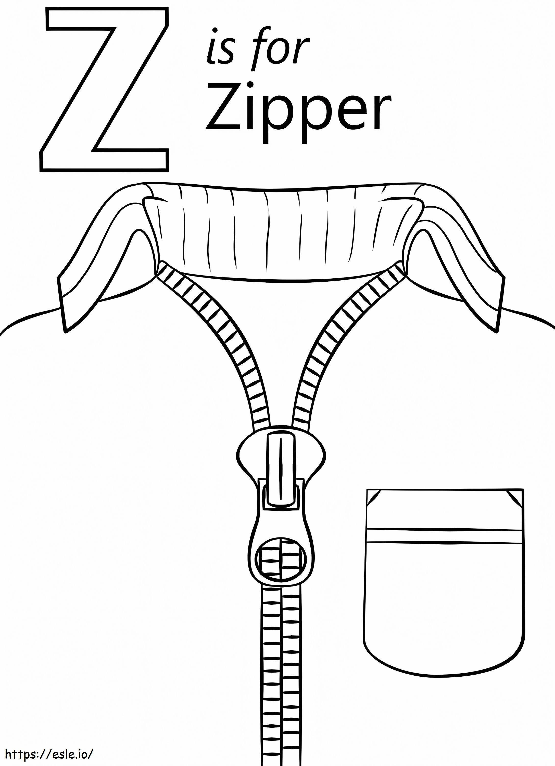 Letter Z Zipper Jacket Coloring Page