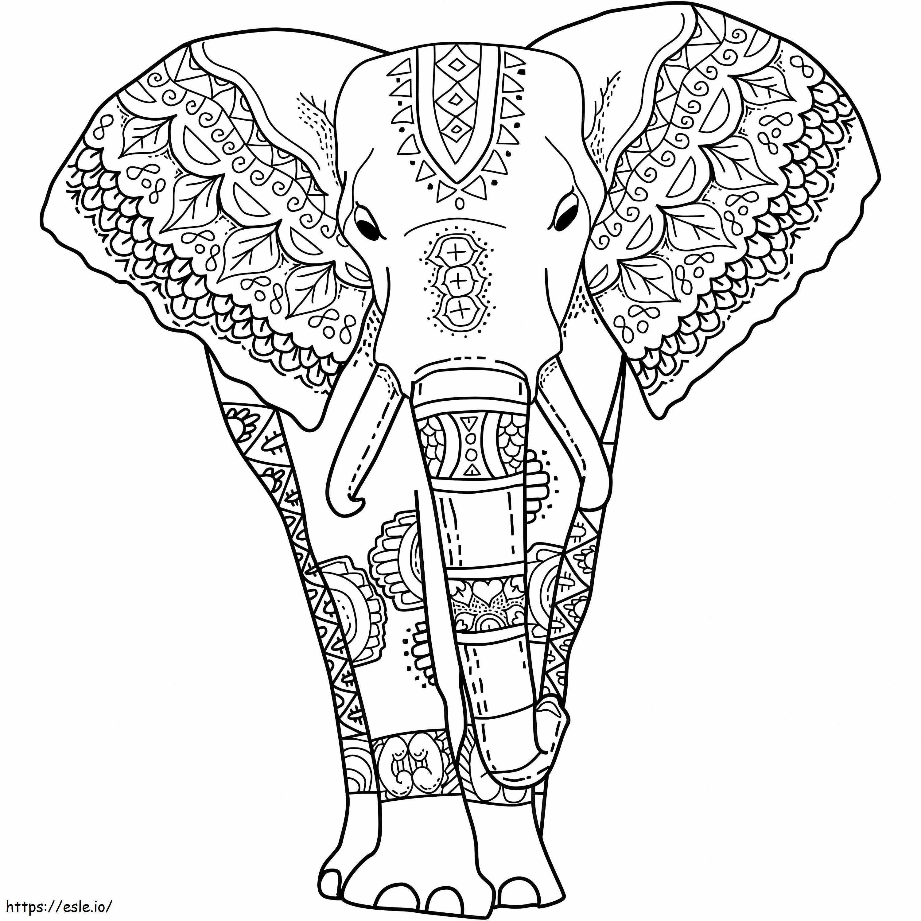 Tatuaggio dell'elefante da colorare