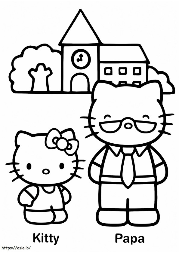 Hello Kitty Et Papa coloring page