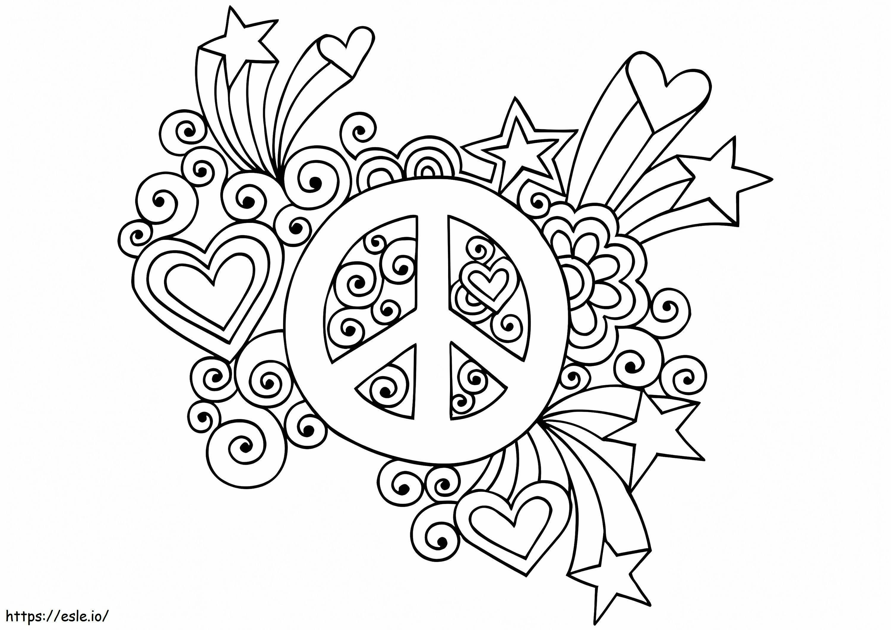 Doodle Peace värityskuva