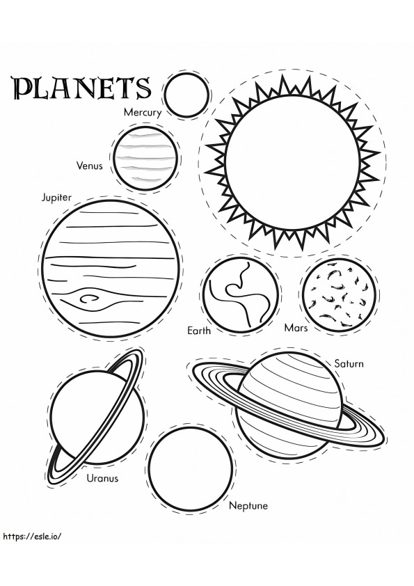 基本的な惑星 ぬりえ - 塗り絵