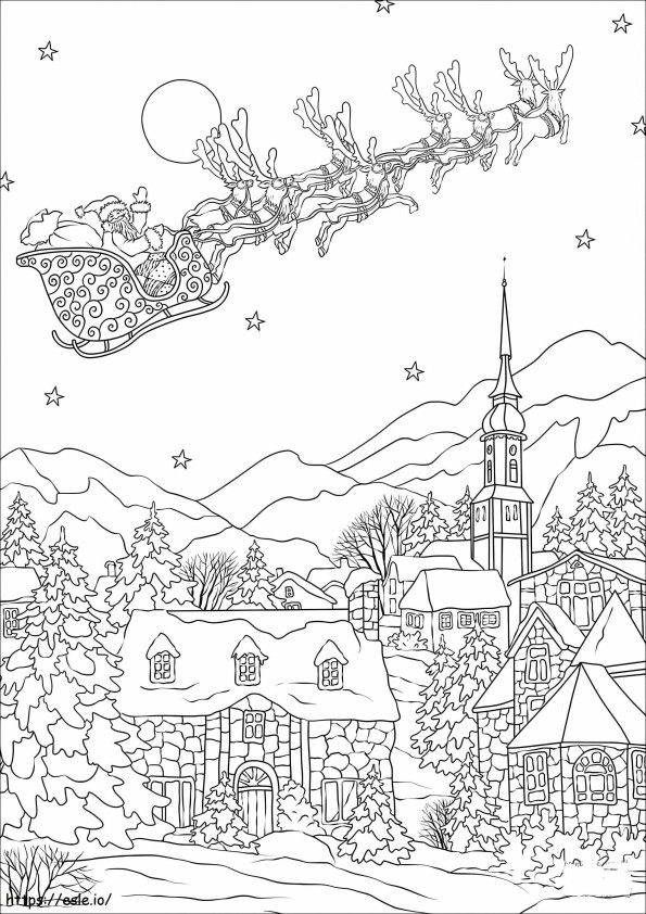 Coloriage Villa à Noël à imprimer dessin