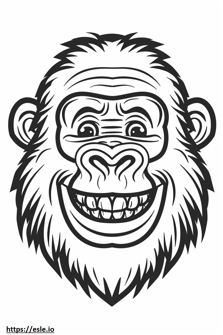 Emoji de sonrisa de gorila occidental para colorear e imprimir