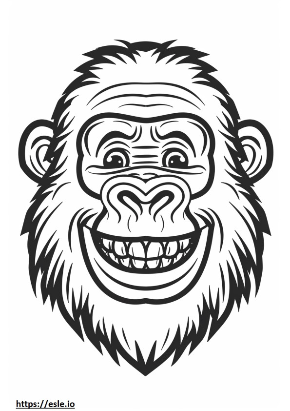 Westerse Gorilla-glimlachemoji kleurplaat