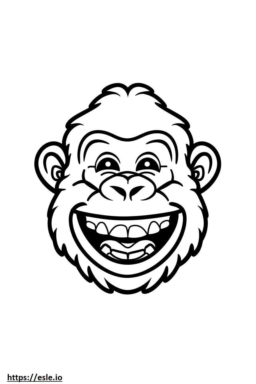 Coloriage Emoji souriant du gorille occidental à imprimer