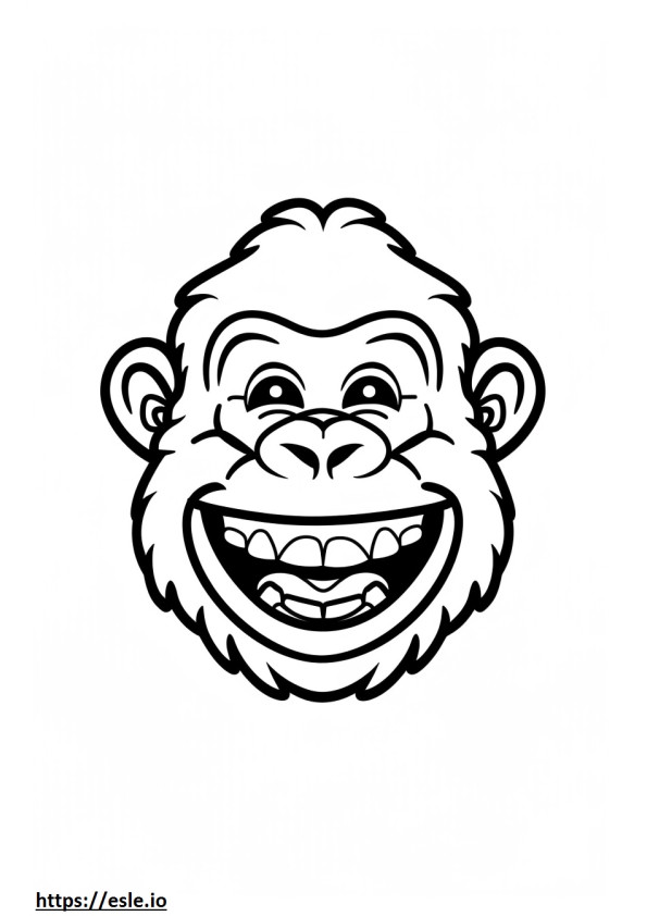 Emoji de sorriso de gorila ocidental para colorir