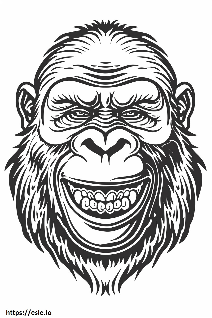 Emoji senyum Gorila Barat gambar mewarnai