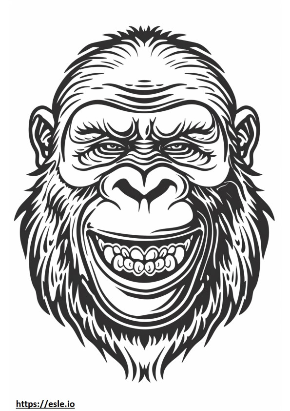 Emoji del sorriso del gorilla occidentale da colorare
