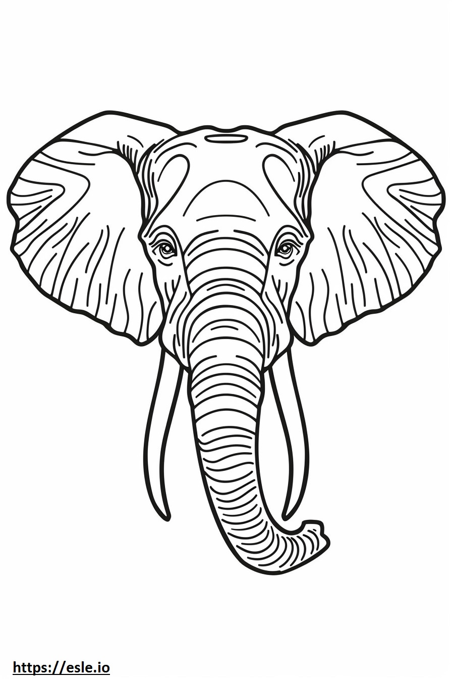 Gezicht van de Afrikaanse Bush-olifant kleurplaat kleurplaat