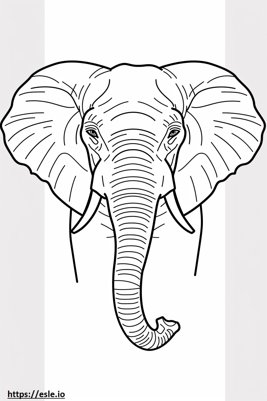 Gezicht van de Afrikaanse Bush-olifant kleurplaat kleurplaat