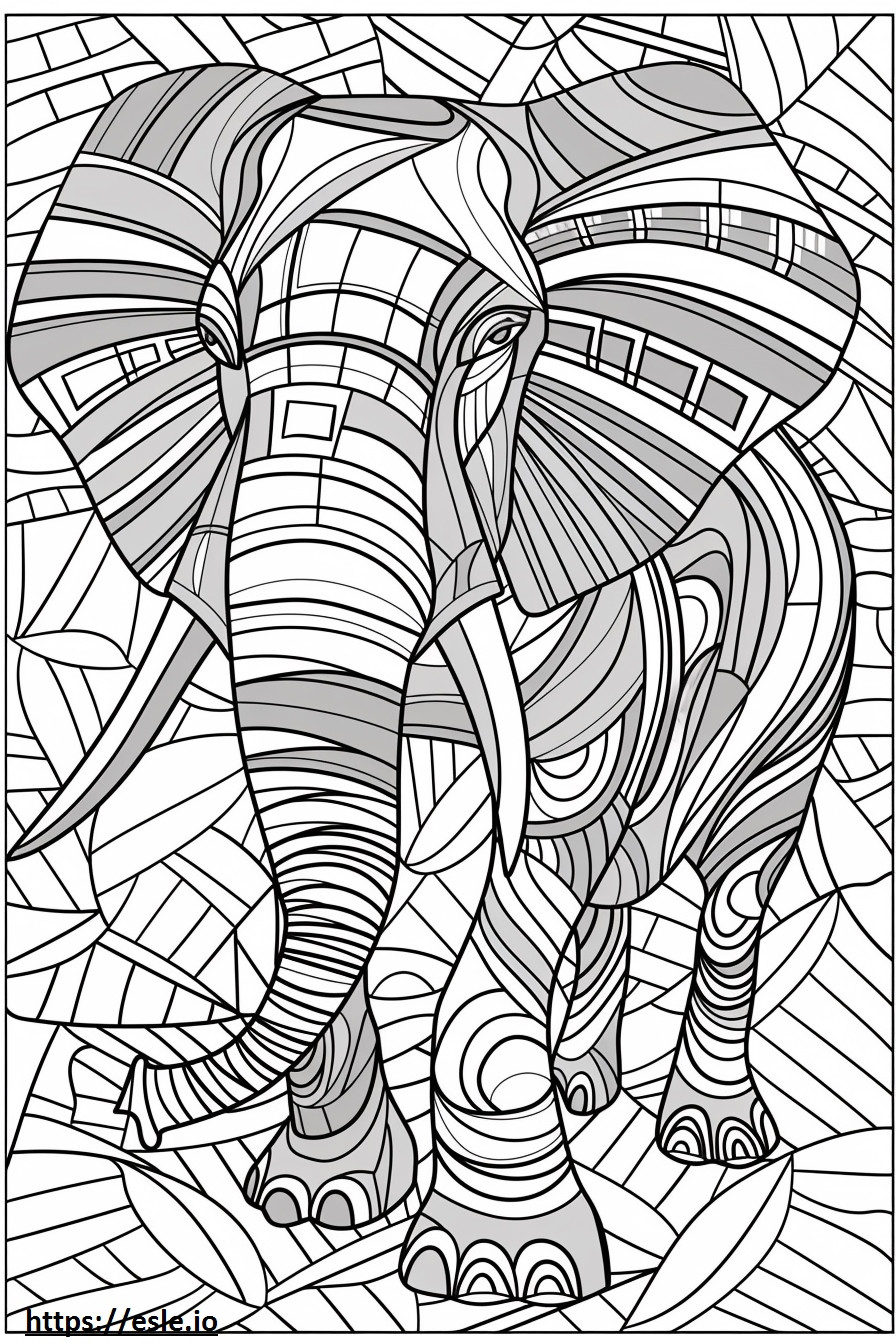 アフリカのブッシュゾウの全身 ぬりえ - 塗り絵
