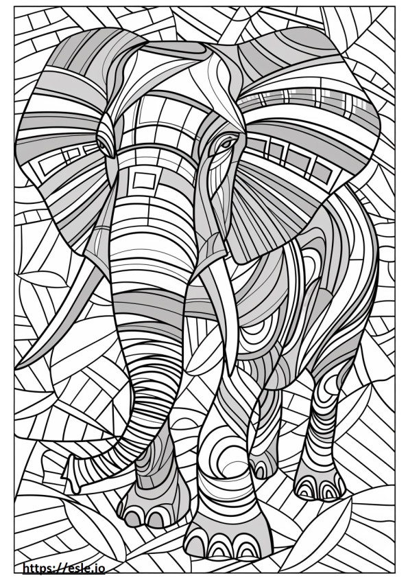 アフリカのブッシュゾウの全身 ぬりえ - 塗り絵