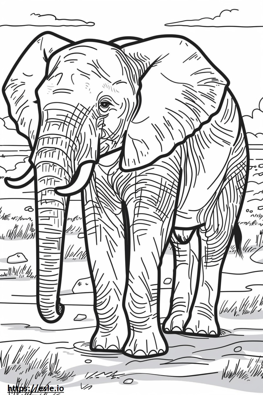 Coloriage Corps entier d'éléphant de brousse d'Afrique à imprimer