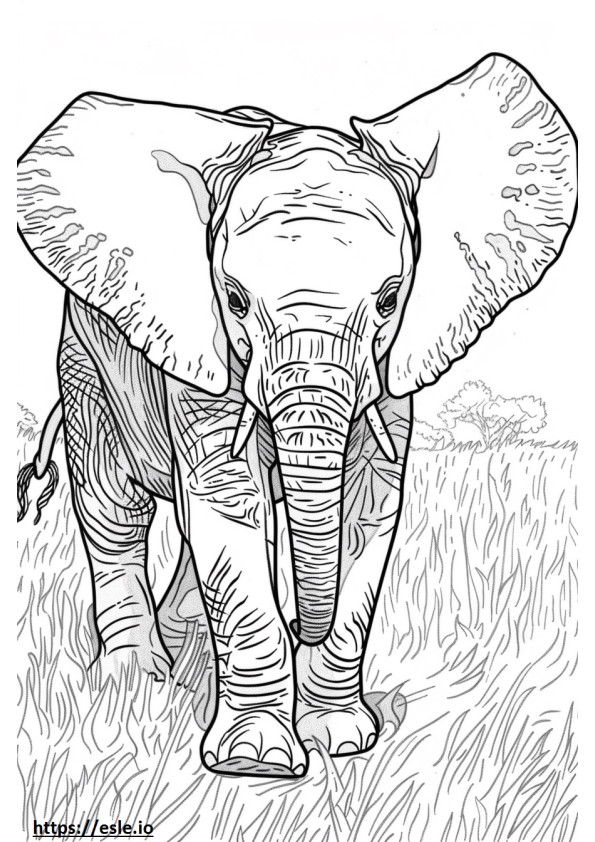 Pui de elefant african de tufă de colorat