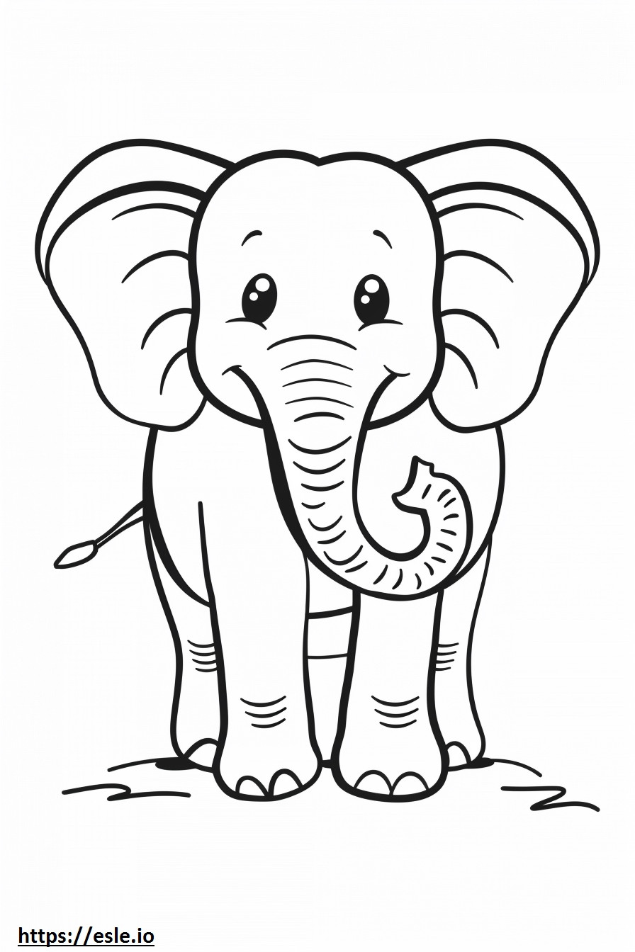 Afrikanischer Buschelefant lächelt Emoji ausmalbild