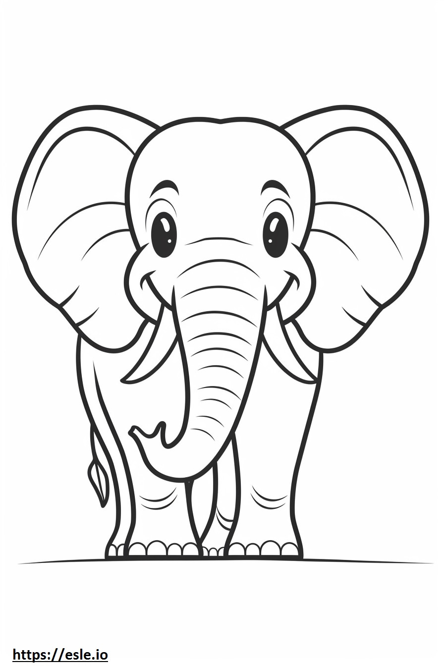 Coloriage Emoji souriant d'éléphant de brousse d'Afrique à imprimer