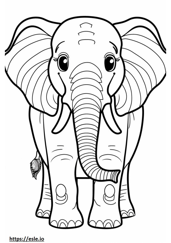 Emoji de sonrisa de elefante africano de sabana para colorear e imprimir