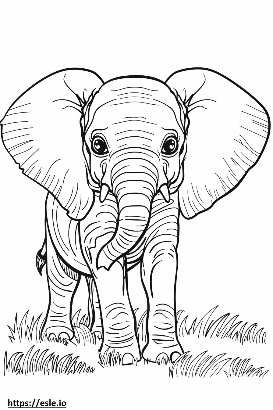 Emoji de sonrisa de elefante africano de sabana para colorear e imprimir