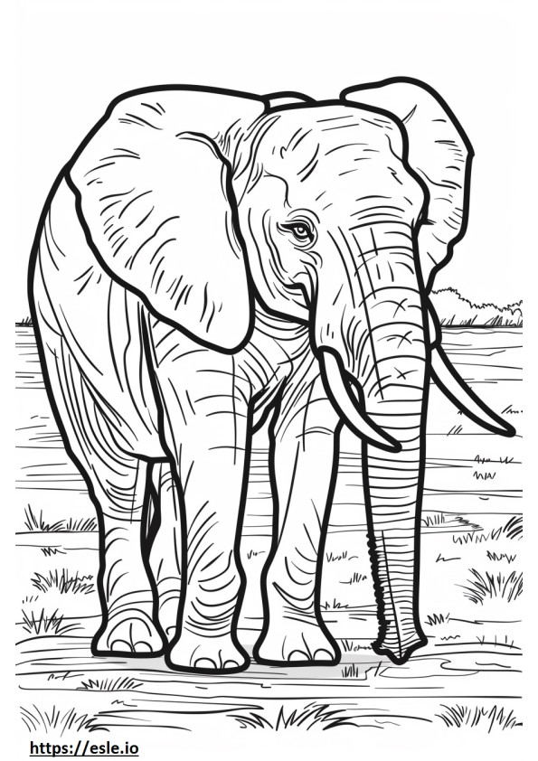Coloriage Caricature d'éléphant de brousse d'Afrique à imprimer