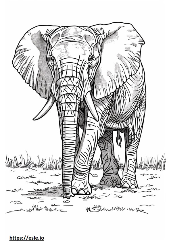 African Bush Elephant cartoon coloring page