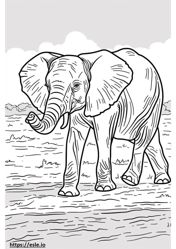 Afrikaanse Bush-olifant cartoon kleurplaat
