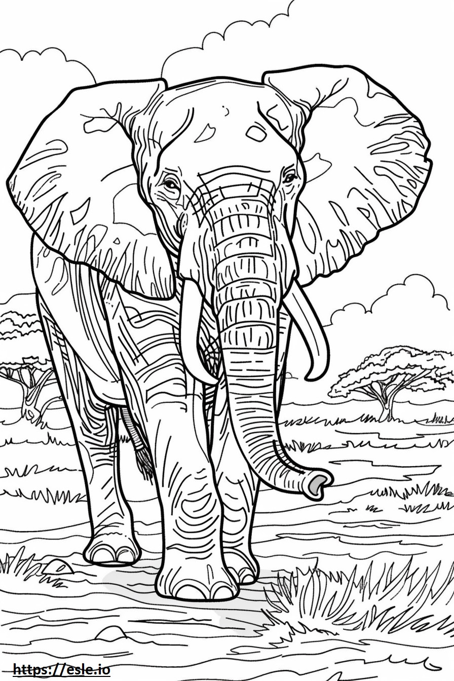 Elefante africano de Bush feliz para colorear e imprimir
