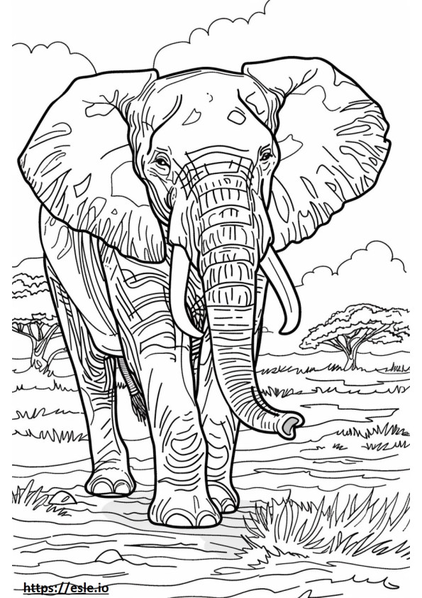 Afrikai bokor elefánt boldog szinező