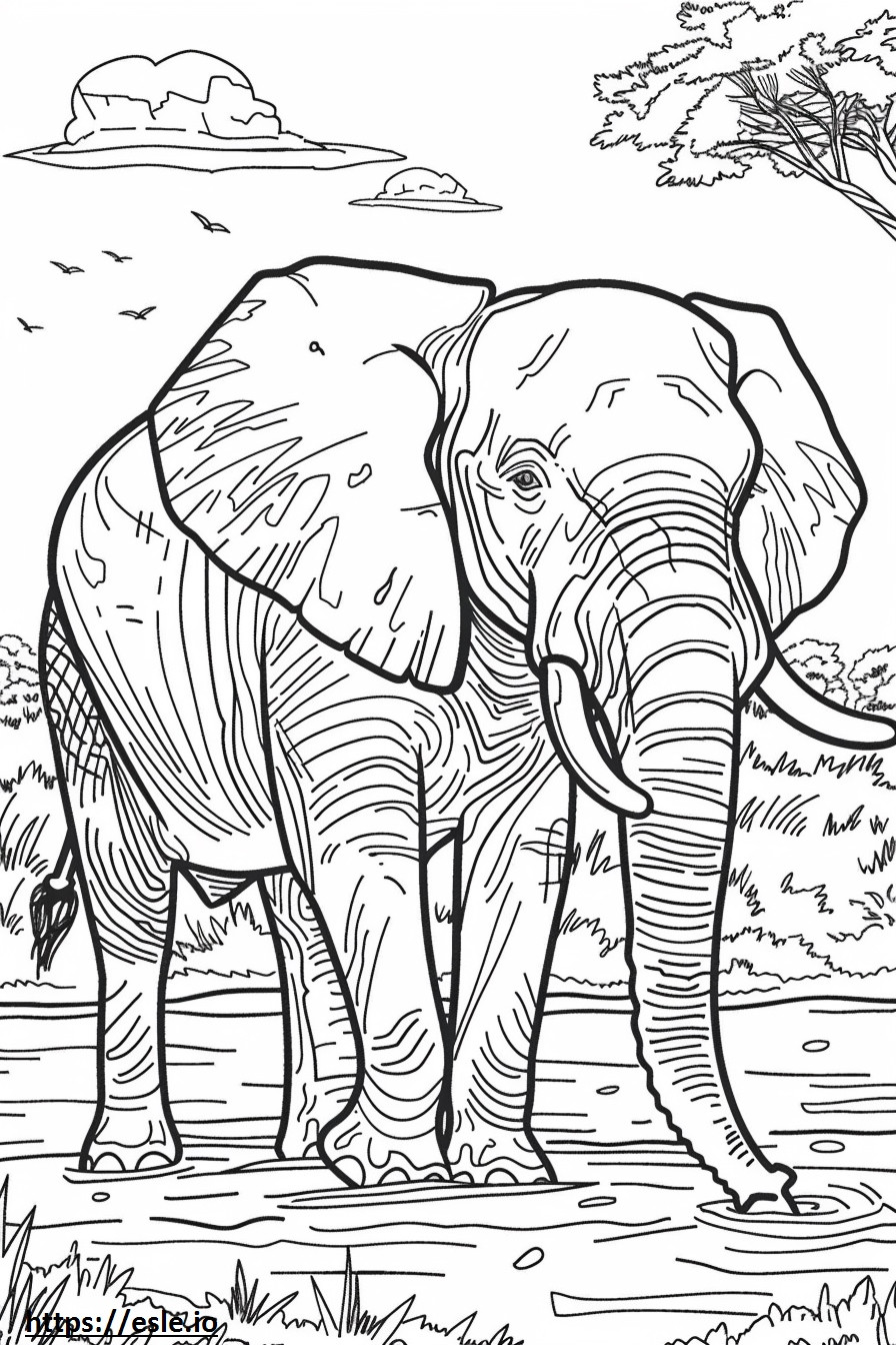 Afrikaanse Bush-olifant blij kleurplaat kleurplaat