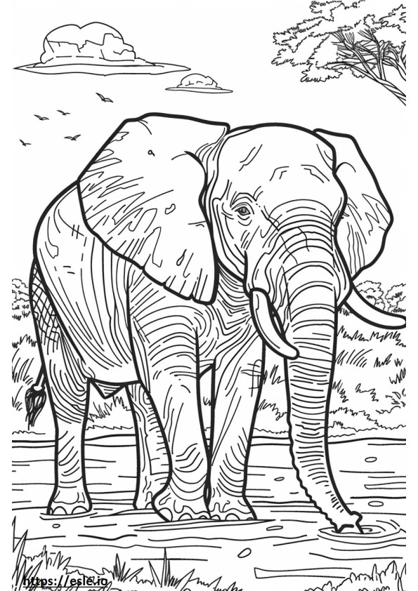 Elefante africano de Bush feliz para colorir