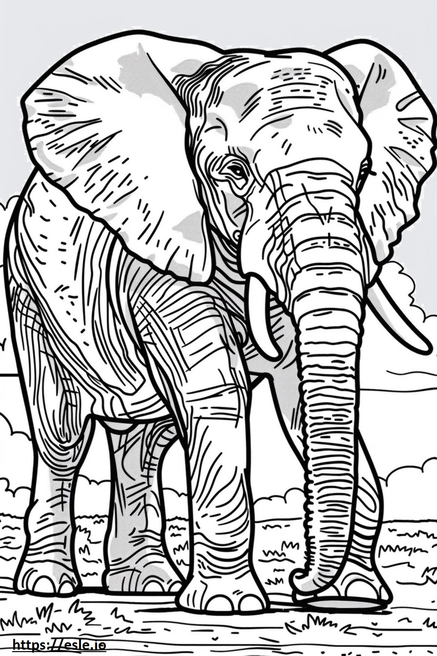 Coloriage Éléphant de brousse africain heureux à imprimer