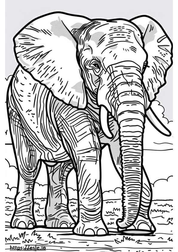 African Bush Elephant happy coloring page