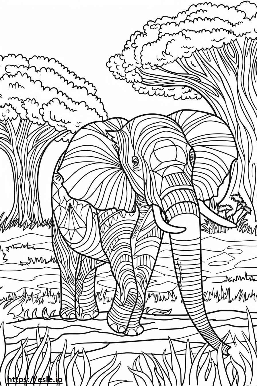 Słoń afrykański szczęśliwy kolorowanka