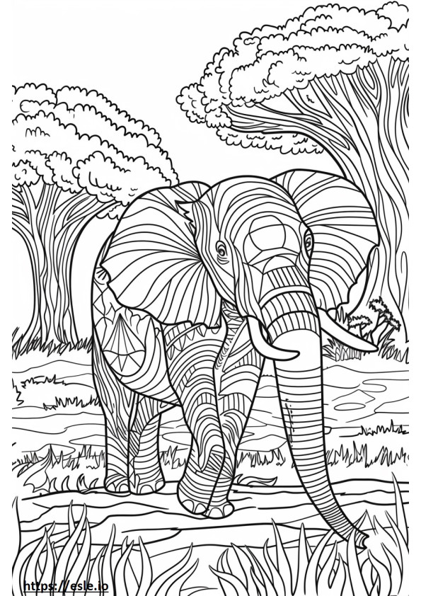 Elefante africano de Bush feliz para colorear e imprimir