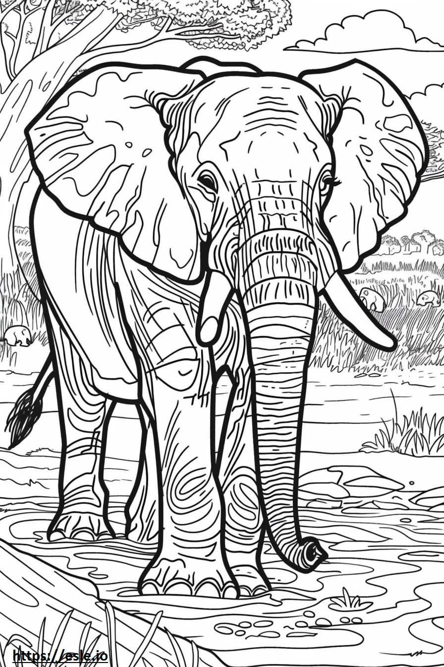 Elefante africano brincando para colorir