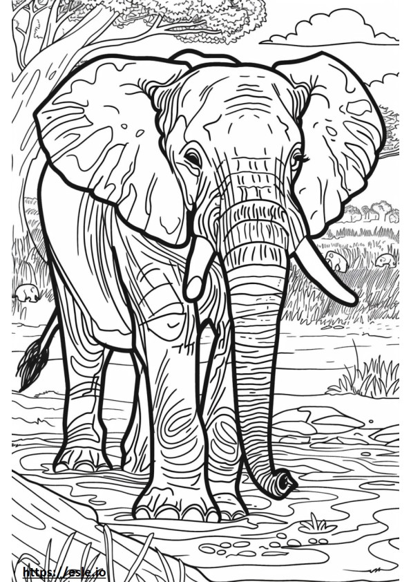 Elefantul african de Bush se joacă de colorat