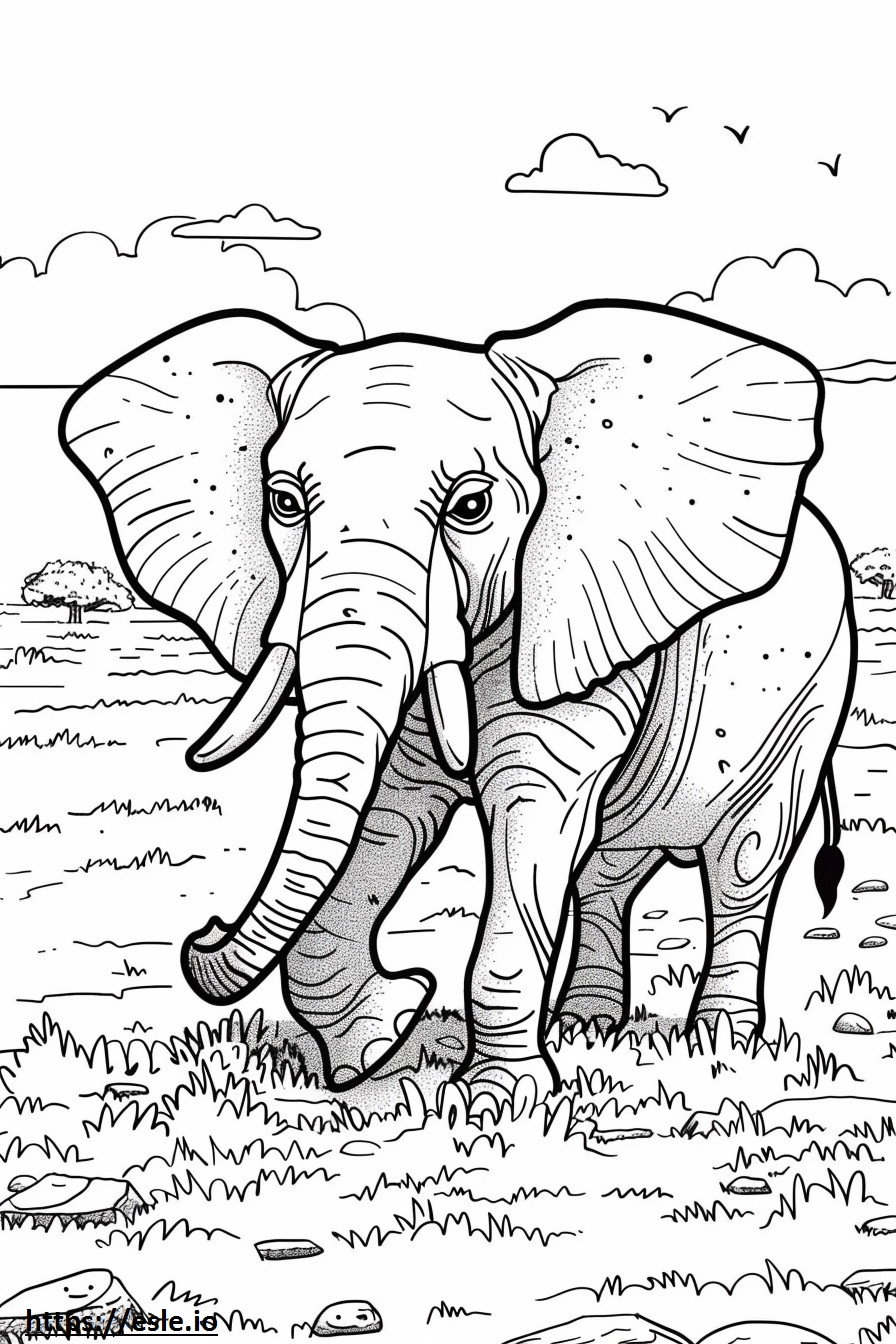 Afrikaanse Bush-olifant Kawaii kleurplaat kleurplaat