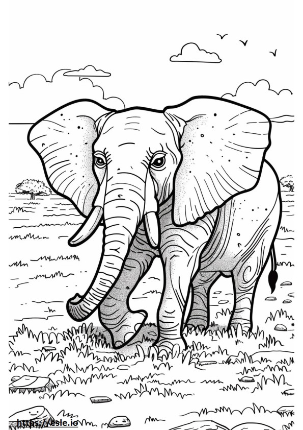 Afrikaanse Bush-olifant Kawaii kleurplaat