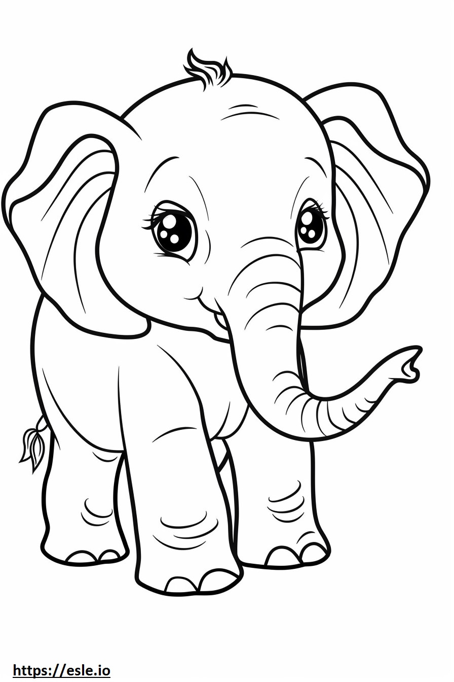 Coloriage Éléphant de brousse africain Kawaii à imprimer