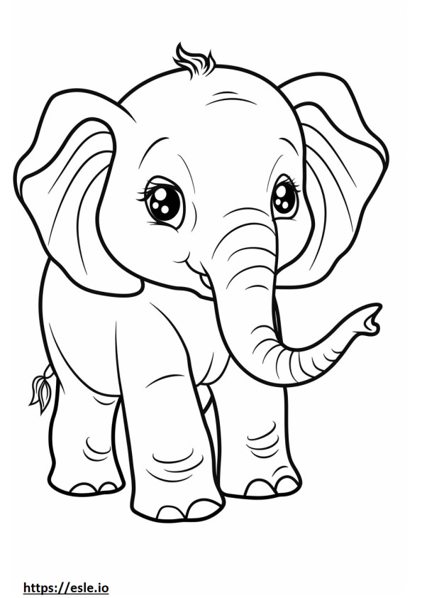 Kawaii Gajah Semak Afrika gambar mewarnai