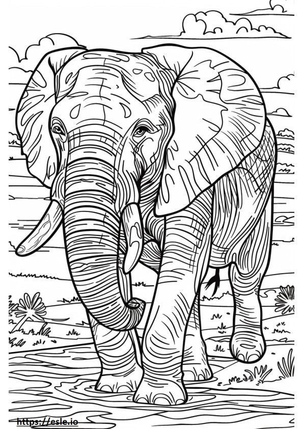 African Bush Elephant Friendly coloring page